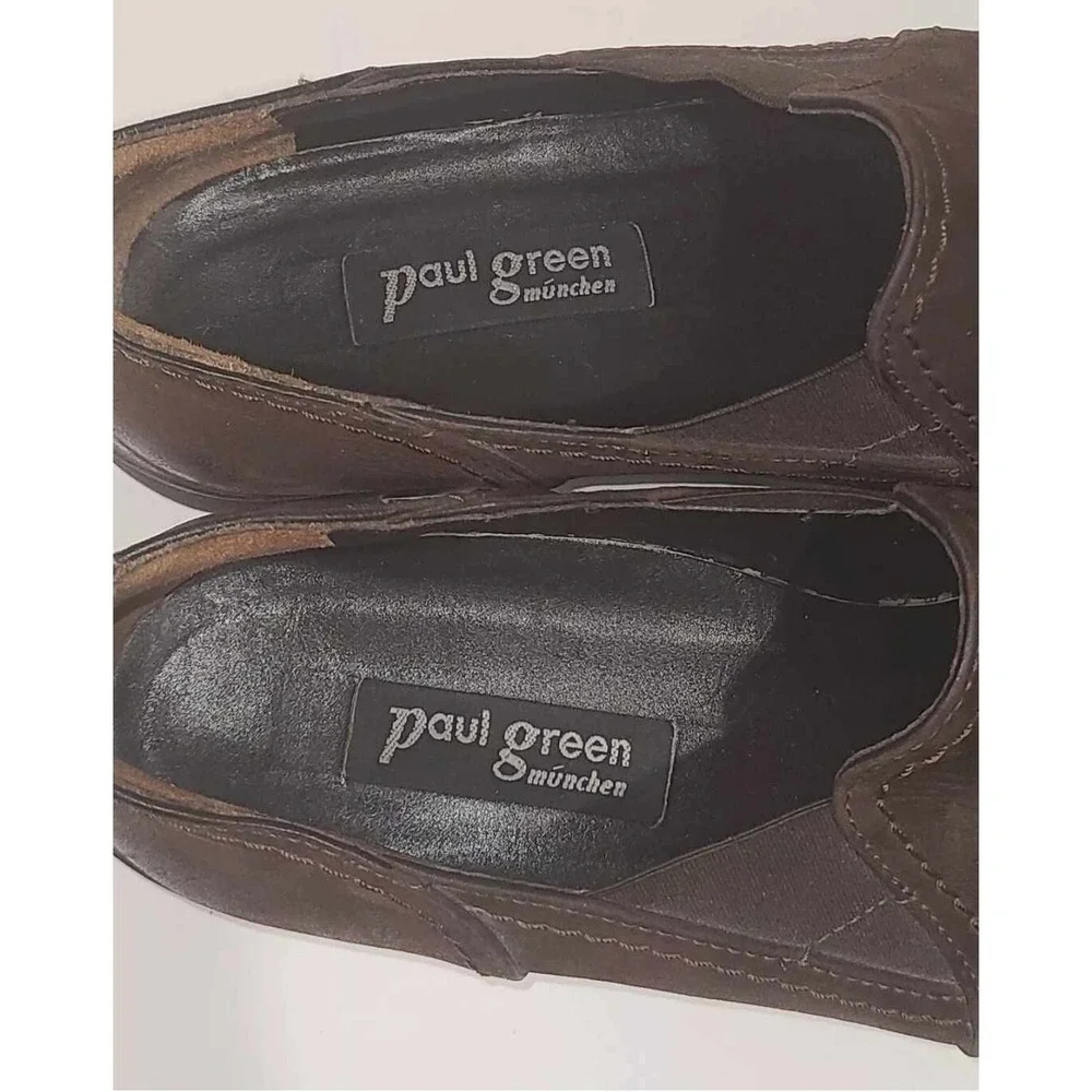 Paul Green Munchen‎ Mens Brown Leather Slip On Loafers Square Toe Shoes Size 6.5